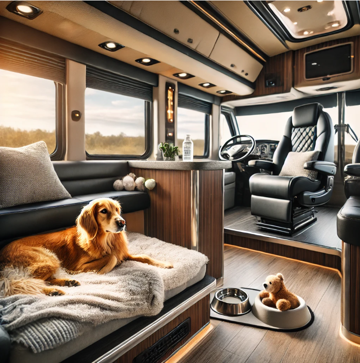 Traveling with pets in a luxury motorcoach